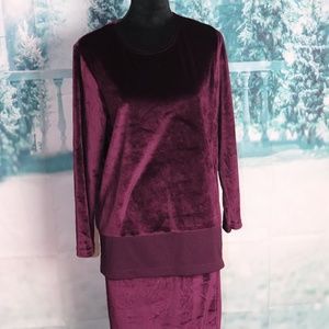 Burgundy Velvet Skirt Set